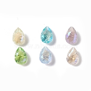 Crackle Moonlight Style Glass Rhinestone Cabochons, Pointed Back, Teardrop, Mixed Color, 10x7x4~4.5mm(RGLA-J024-A-IO)