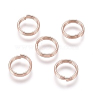 304 Stainless Steel Split Rings, Double Loops Jump Rings, Rose Gold, 10x2mm, Inner Diameter: 8mm, Single Wire: 1mm(X-STAS-P223-22RG-06)