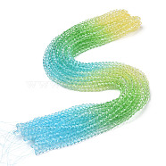 Transparent Glass Beads Strands, Segmented Multi-color Beads, Faceted, Round, Lime Green, 4~4.5mm, Hole: 1mm, about 90~95pcs/strand, 13.98''(35.5cm)(X1-GLAA-E036-07Y)