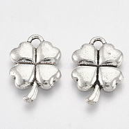Tibetan Style Alloy Pendants, Cadmium Free & Lead Free, Clover, Antique Silver, 15.5x11x2mm, Hole: 1.6mm, about 1440pcs/1000g(TIBEP-T006-08AS-RS)