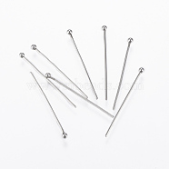 304 Stainless Steel Ball Head Pins, Stainless Steel Color, 30x0.8mm, 20 Gauge, Head: 2mm(STAS-G161-09P)