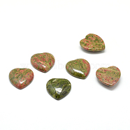 Natural Unakite Gemstone Cabochons, Heart, 15x18x6mm(G-T029-18X15mm-05)