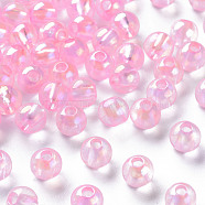 Transparent Acrylic Beads, AB Color Plated, Round, Pearl Pink, 6x5mm, Hole: 1.8mm, about 4400pcs/500g(MACR-S370-B6mm-708)