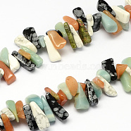 Mixed Natural Gemstone Bead Strands, Chip, Mixed Color, 12~20x6~10x3~10mm, Hole: 1mm, about 104pcs/strand, 15.7 inch(X-G-R191-21)