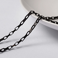 304 Stainless Steel Venetian Chains, Box Chains, Unwelded,  with Spool, Rectangle, Electrophoresis Black, 4x2x1mm, about 32.8 Feet(10m)/roll(CHS-H007-34B)
