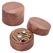 Wooden Ring Boxes, with Linen Inside, for Jewelry Gift Packaging, Column, Coconut Brown, 4.9x3.4cm, Inner Diameter: 3.7cm(CON-WH0087-41)