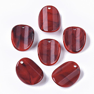 Acrylic Pendants, Imitation Gemstone Style, Twisted Oval, FireBrick, 25x19.5x2.5mm, Hole: 2mm, about 400pcs/500g(OACR-T021-004E)