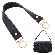 PU Imitation Leather Bag Straps, with Golden Iron & Alloy Findings, Black, 38.8x2.8cm(DIY-WH0304-468A)