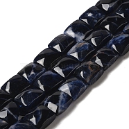 Natural Sodalite Beads Strands, Faceted, Square, 9~10.5x9~10.5x5~5.5mm, Hole: 1mm, about 39~42pcs/strand, 14.96~15.35 inch (38~39cm)(G-C109-A08-02)