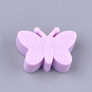 Food Grade Eco-Friendly Silicone Focal Beads, Chewing Beads For Teethers, DIY Nursing Necklaces Making, Butterfly, Violet, 20.5x30x11mm, Hole: 2mm(SIL-T052-05H)