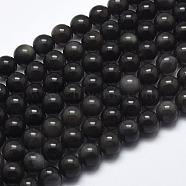 Natural Ice Obsidian Beads Strands, Round, 8mm, Hole: 1mm, about 48pcs/strand, 39cm(15.5 inch)(X-G-A171-16-8mm)