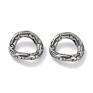 Tibetan Style 316 Surgical Stainless Steel Spring Gate Rings, Antique Silver, 19.5x3.5mm(STAS-P362-10A-AS)