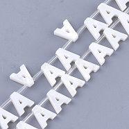 Freshwater Shell Beads, Top Drilled Beads, Letter.A, 10x9x3mm, Hole: 0.8mm(X-SHEL-T012-59A)