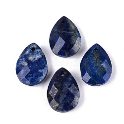 Natural Lapis Lazuli Pendants, Teardrop Charms, Faceted, 17.5~18.5x12.5~13.5x5~6.5mm, Hole: 0.9~1.6mm(G-N362-13B)