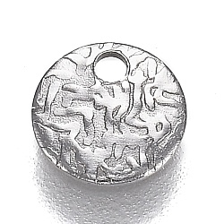 304 Stainless Steel Charms, Textured, Laser Cut, Flat Round, Stainless Steel Color, 6x0.5mm, Hole: 1.2mm(STAS-I166-21A)