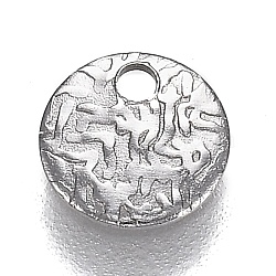 Tarnish Resistant 304 Stainless Steel Charms, Textured, Laser Cut, Flat Round, Stainless Steel Color, 6x0.5mm, Hole: 1.2mm(STAS-I166-21A)