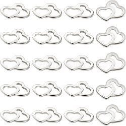 Unicraftale 304 Stainless Steel Charms, Heart to Heart, Stainless Steel Color, 14x20x1.5mm, 60pcs/box(STAS-UN0020-37P)