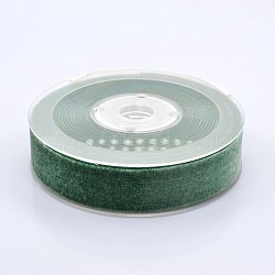 Polyester Velvet Ribbon for Gift Packing and Festival Decoration, Green, 7/8 inch(23mm), about 25yards/roll(22.86m/roll)(SRIB-M001-23mm-587)