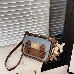 DIY PU Leather Dog Pattern Crossbody Lady Bag Making Sets, with Magnetic Button, Valentine's Day Gift for Girlfriend, Sky Blue, 20x14x8cm(PW-WG77792-04)