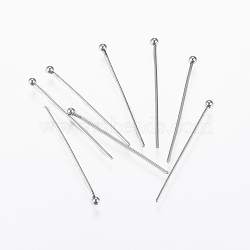 304 Stainless Steel Ball Head Pins, Stainless Steel Color, 30x0.8mm, 20 Gauge, Head: 2mm(STAS-G161-09P)