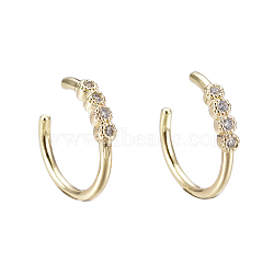 Brass Micro Pave Clear Cubic Zirconia Cuff Earrings, Golden, 14x12.5x2.2mm, Inner Diameter: 10mm(EJEW-I249-13G)