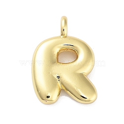 Rack Plating Brass Balloon Letter Pendants, Cadmium Free & Lead Free, Long-Lasting Plated, Real 18K Gold Plated, Letter R, 16.5~18.5x5.5~18x2.5x4.5mm(KK-C050-01G-R)