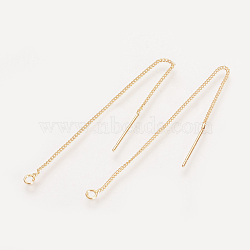 Brass Stud Earring Findings, Ear Threads, Nickel Free, Real 18K Gold Plated, 82~85x1mm, Pin: 0.5mm(KK-S336-39G)