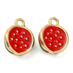 Alloy Enamel Pendants, Fruits Charms, Watermelon, 13.5x10.5x7mm, Hole: 1.8mm(PALLOY-S032-01A-021)