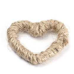 ABS Plastic Linking Rings, with Jute Twine, Heart, Wheat, 38x43x7mm(WOVE-S111-04)