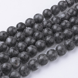 Natural Black Larvikite Bead Strands, Round, 12~12.5mm, Hole: 1.5mm, about 31~32pcs/strand, 14.9 inch(38cm)(G-G735-57-12mm)