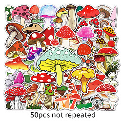 50Pcs 50 Styles Mushroom Pattern Waterproof PVC Plastic Scrapbook Stickers, Self Adhesive Picture Stickers, Mixed Color, 55~85mm, 1pc/style(STIC-PW0001-377)