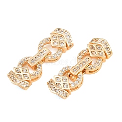 Brass Micro Pave Clear Cubic Zirconia Fold Over Clasps, Real 18K Gold Plated, 21.5x7.5x5.5mm(CU-CBA7BFE-06A-G)