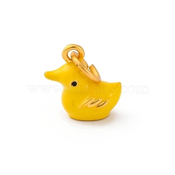 Alloy Enamel Pendants, with Jump Ring, Golden, Duck, 13.5x12.5x7.5mm, Hole: 5.5mm(ENAM-E362-03A)