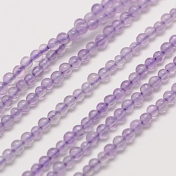 Natural Amethyst Round Bead Strands, 3mm, Hole: 0.8mm, about 126pcs/strand, 16 inch
