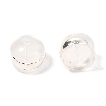 TPE Plastic Ear Nuts, with 316 Surgical Stainless Steel Findings, Earring Backs, Half Round/Dome, Silver, 4x5.5mm