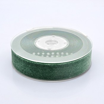 Polyester Velvet Ribbon for Gift Packing and Festival Decoration, Green, 7/8 inch(23mm), about 25yards/roll(22.86m/roll)