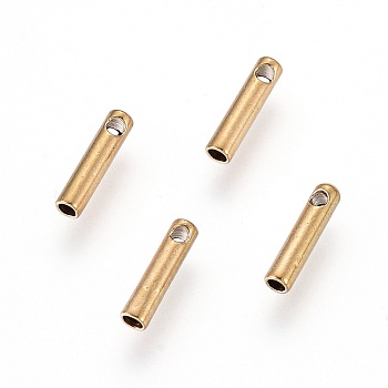 Ion Plating(IP) 304 Stainless Steel Cord Ends, End Caps, Column, Golden, 7x1.6mm, Hole: 0.6mm, Inner Diameter: 1mm