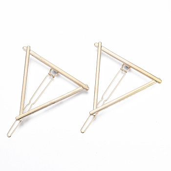 Alloy Hollow Geometric Hair Pin, Ponytail Holder Statement, Hair Accessories for Women, Cadmium Free & Lead Free, Triangle, Golden, 56x50mm, Clip: 62mm long