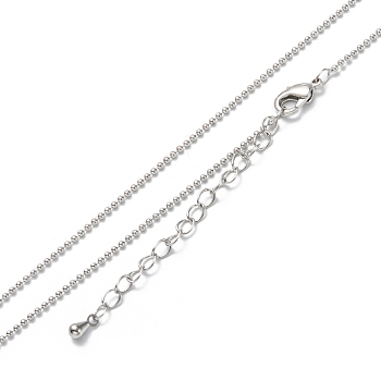 Brass Ball Chain Necklaces, Long-Lasting Plated, Real Platinum Plated, 16.34 inch(41.5cm)