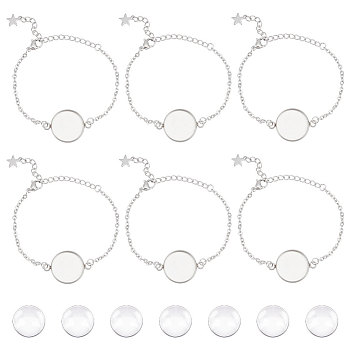 DIY Blank Dome Link Bracelet Making Kit, Including 304 Stainless Steel Bracelet Making, Half Round Glass Cabochons, Stainless Steel Color, 24Pcs/box