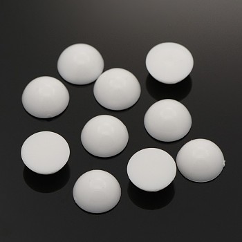 Half Round Acrylic Cabochons, White, 14x6mm