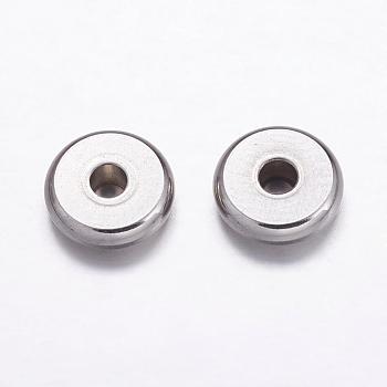 304 Stainless Steel Beads, Drum, Stainless Steel Color, 8x2mm, Hole: 1.8mm