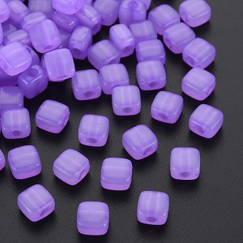 Imitation Jelly Acrylic Beads, Square, Dark Orchid, 8x8x5.5mm, Hole: 2.5mm, about 1800pcs/500g