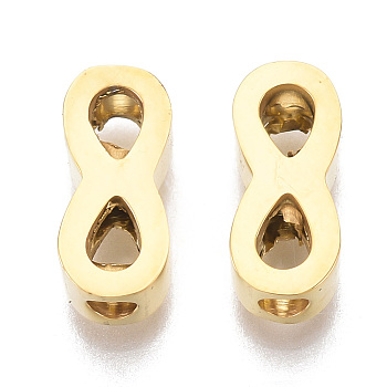 304 Stainless Steel Beads, Infinity, Golden, 10x4.5x3mm, Hole: 2mm