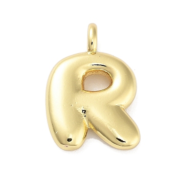 Rack Plating Brass Pendants, Cadmium Free & Lead Free, Long-Lasting Plated, Real 18K Gold Plated, Letter R, 18x12.5x4.5mm, hole: 2.5mm