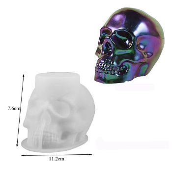 Halloween Skull DIY Display Decoration Silicone Mold, Resin Casting Molds, for UV Resin, Epoxy Resin Craft Making, White, 76x112mm