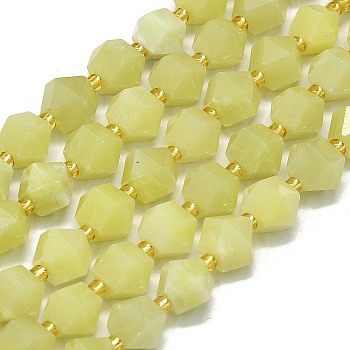 Natural Lemon Jade Beads Strands, Faceted, Octagonal, 9~10.5x9~10.5x7.5~8.5mm, Hole: 1mm, about 36~40pcs/strand, 15.35~15.55 inch(39~39.5cm)