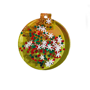 Christmas Silicone Pendant Molds, Gesso Resin Casting Molds, White, Round, 68x62x9mm, Hole: 4mm