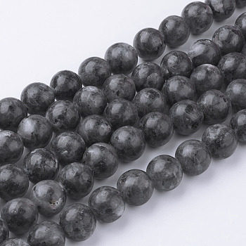 Natural Black Larvikite Bead Strands, Round, 12~12.5mm, Hole: 1.5mm, about 31~32pcs/strand, 14.9 inch(38cm)