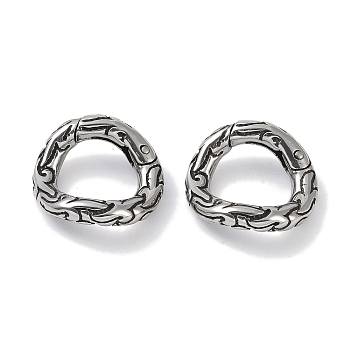 Tibetan Style 316 Surgical Stainless Steel Spring Gate Rings, Antique Silver, 19.5x3.5mm